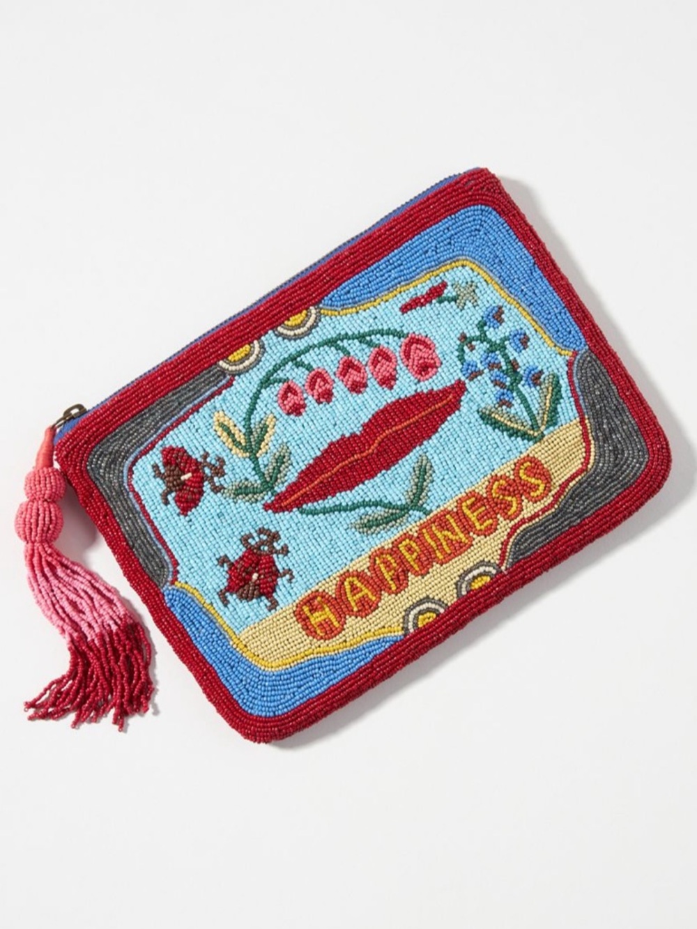 NWOT Nathalie Lété for Anthropologie Beaded 'Happiness' Clutch